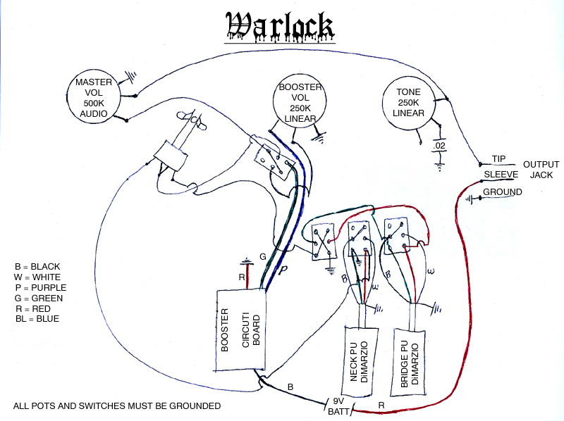 Full Vintage BC Rich Warlock Bass Electronic Circuit, pre ... bc rich wiring diagrams 